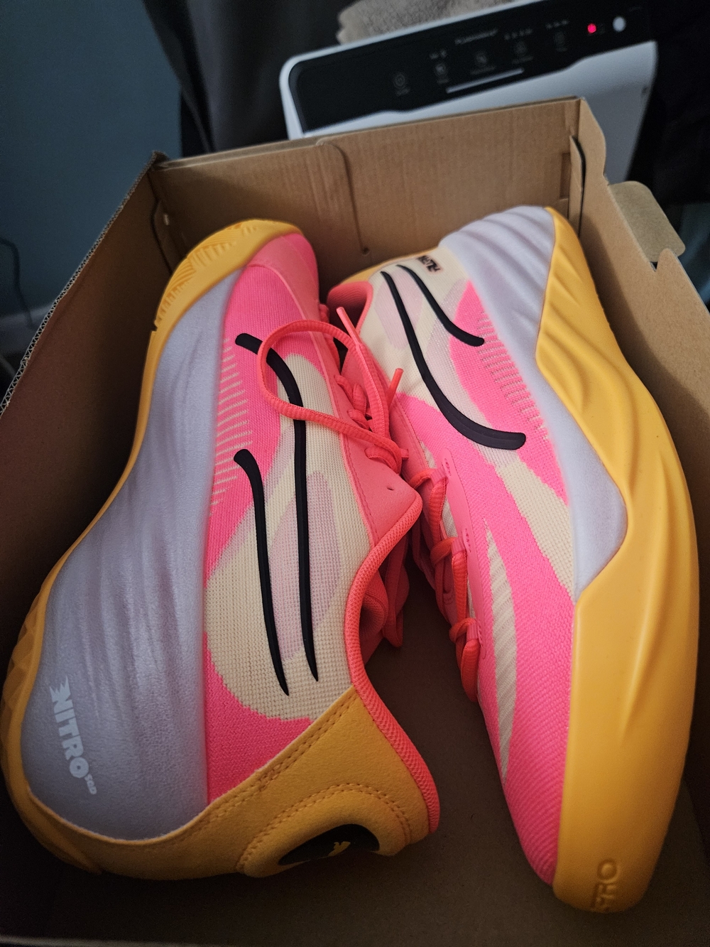 Puma Neon Pink and Yellow Athletic Sneakers with Black Accents